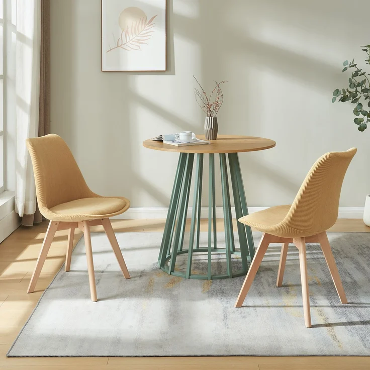 Esszimmerstuhl Fläten 6er Set Cord Senfgelb [en. casa] – Bild 2