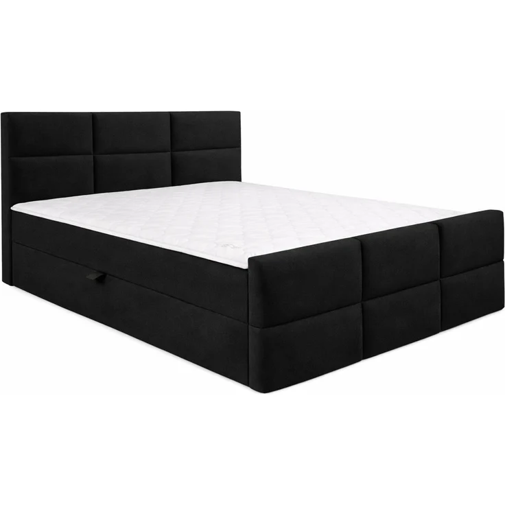KRISAN MÖBEL Kontinentalbett BELLA 120 x 200 x 108 cm in Dunkelgrau Stoff MANILA mit Bettkasten und Topper inklusiv Grau – Bild 1