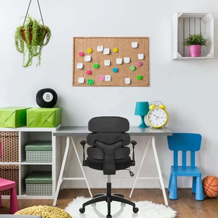 hjh OFFICE Kinderdrehstuhl Kid ERGOLINO B Drehstuhl mit ergonomischer Rückenlehne, Schwarz, 736432 – Bild 7