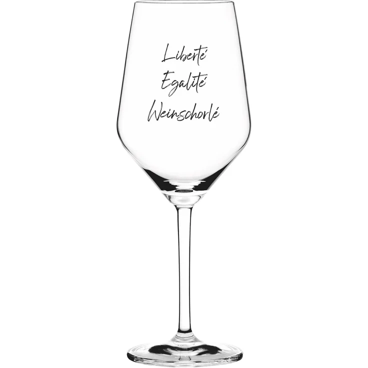 Sand & Soda 9500017 Modernes Weinglas mit trendigem Spruch Liberté, Egalité Weinschorlé, Geschenkbox – Made in Germany – Bild 1
