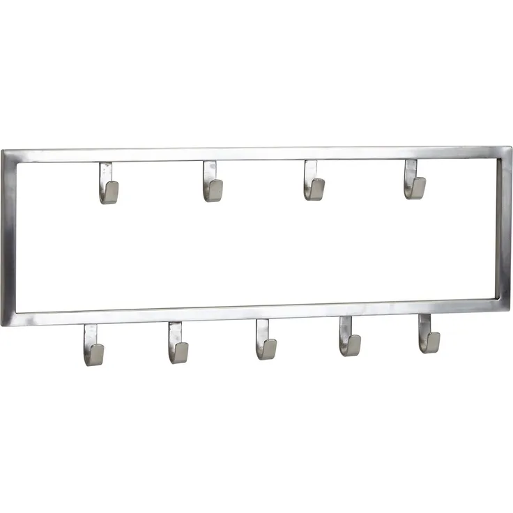 Wohnling Wandgarderobe Stahl Silber 50x20x4cm Design Hakenleiste Flur Silbern