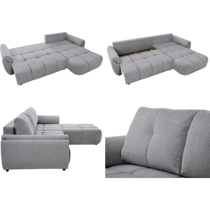 Beautysofa Ecksofa MASSIMO L-Form mit universelle Ottomane, Schlaffunktion, Bettkasten, Schlaffläche: 140 × 236 cm – Bild 3