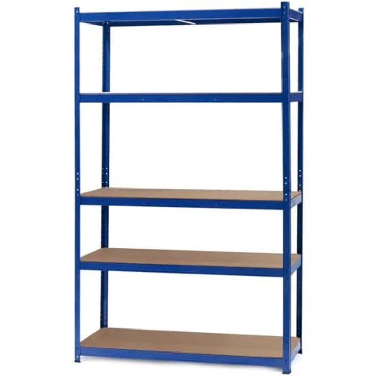 Wiltec Schwerlastregal 100 x 50 x 204 cm, 200kg/Ebene, Steckregal blau, Lastenregal mit 5 Ablagen, Werkstattregal – Bild 2