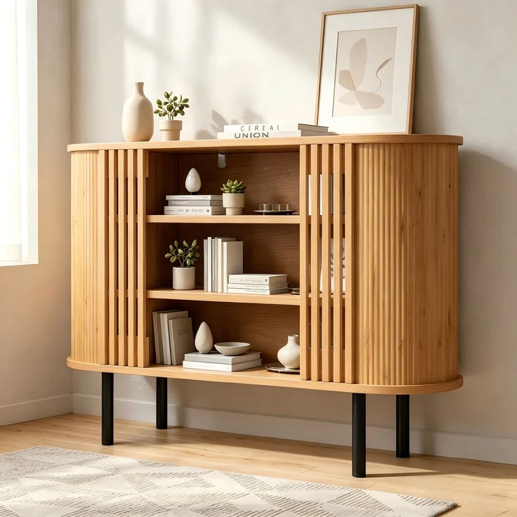 ZUBALIYA Sideboard 120x40x80 cm, aus MDF / Spanplatte, Natur – Bild 3