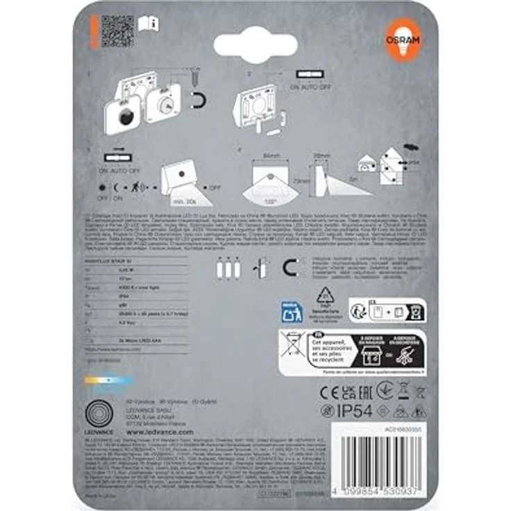 Osram LED-Nachtlicht Nightlux Stair mit Licht- & Bewegungssensor 7,3 cm kaltweiß silber – Bild 3