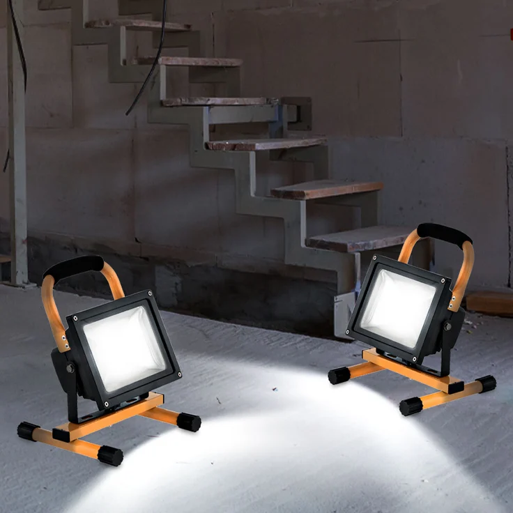 2er Set LED Baustrahler, schwarz gelb, Spot schwenkbar – Bild 2