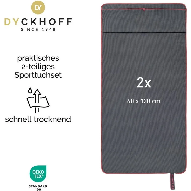 Dyckhoff Handtuch Mikrofaser Sporttuch Struktur, Microfaser (2-St), Mit Überstülpkapuze, Schnelltrocknend, Leicht, Reißverschlusstasche – Bild 2