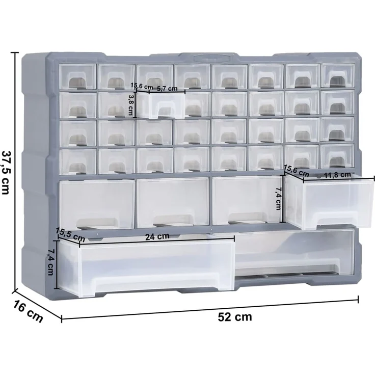 vidaXL Multi-Schubladen-Organizer mit 38 Schubladen 52x16x37,5 cm 147578 – Bild 9
