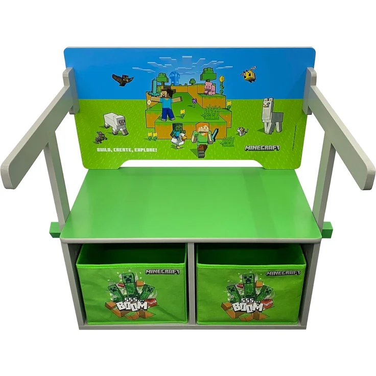 MINECRAFT - Sitzbank umklappbar zu Spielbank mit Tisch, Kindermöbel mit buntem Design – Bild 1