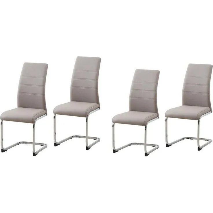 HTI-Line Freischwinger Schwingstuhl 4er Set PU cappuccino SallyC (Set, 4 St), Freischwinger Esszimmerstuhl Kunstleder