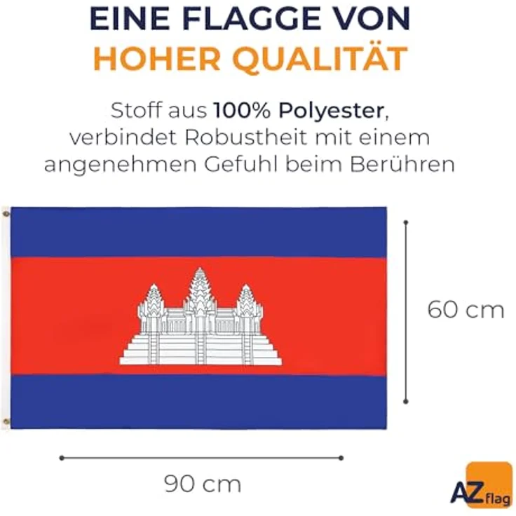AZ FLAG - Flagge Kambodscha - 90x60 cm - Kambodschanische Fahne 100% Polyester mit Messing-Ösen - 50g – Bild 2