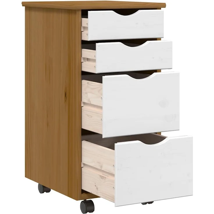 vidaXL Rollschrank mit Schubladen MOSS Honigbraun Massivholz Kiefer 4015793 – Bild 5