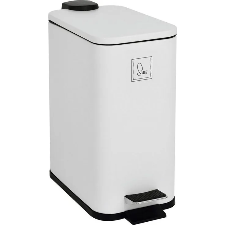 SVITA Mülleimer ST5, Treteimer, Softclose-Funktion, 5L, Stahl pulverbeschichtet, Weiß