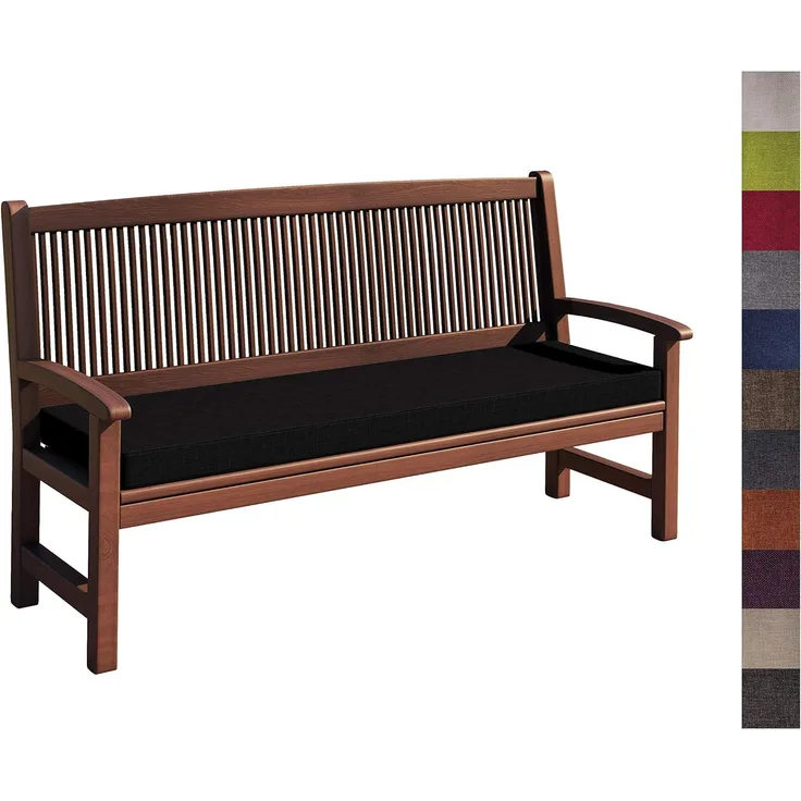 sunnypillow Bankauflage Stuhlkissen mit abnehmbarem Bezug Bankkissen Bankpolster Polsterauflage Auflage für Gartenbank viele Farben und Größen zur Auswahl (150 x 40 x 5 cm, Schwarz)