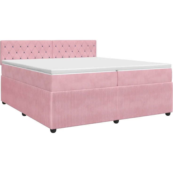vidaXL Boxspringbett mit Matratze mit Kopfteil Rosa 200 x 200 cm Samt 3451744 – Bild 2