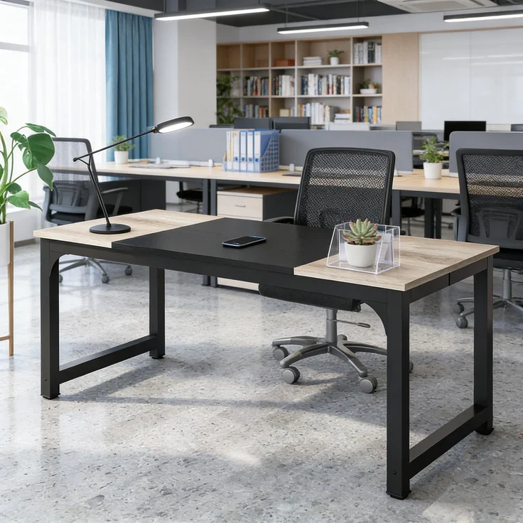 Computer-Schreibtisch,Executive-Schreibtisch,Rechteckiger Konferenztisch(nur Schreibtisch)--Schwarz + Grau--180x80x75cm--YOUDENOVA – Bild 1