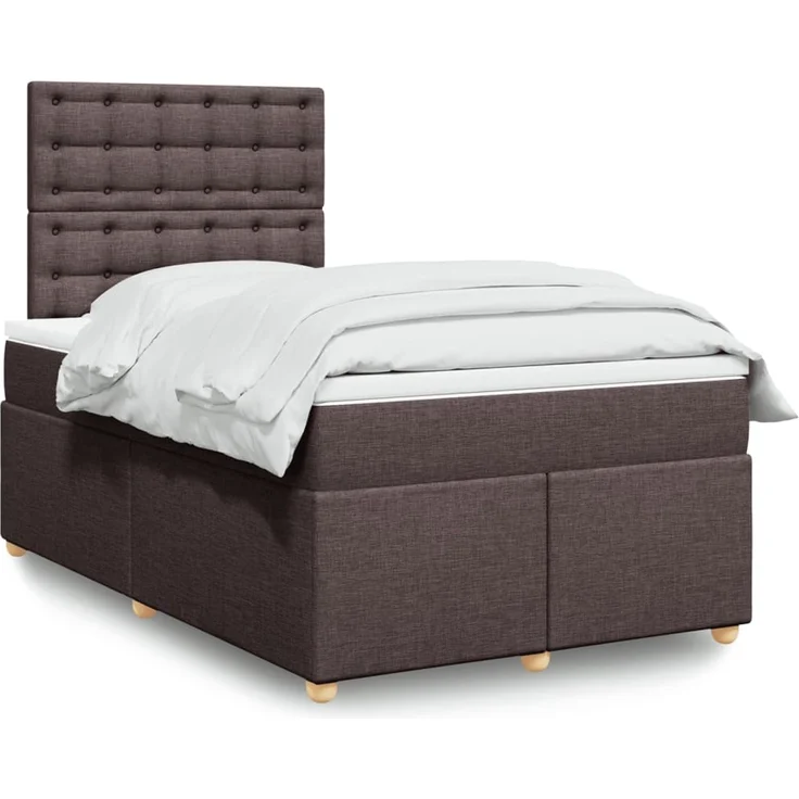 vidaXL Boxspringbett mit Matratze Dunkelbraun 120x200 cm Stoff 3293564 – Bild 1