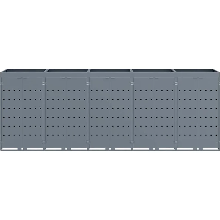 vidaXL Wagenmüllbehälter für 5 Behälter Hellgrau 340 x 77,5 x 121,5 cm 3394751 – Bild 7