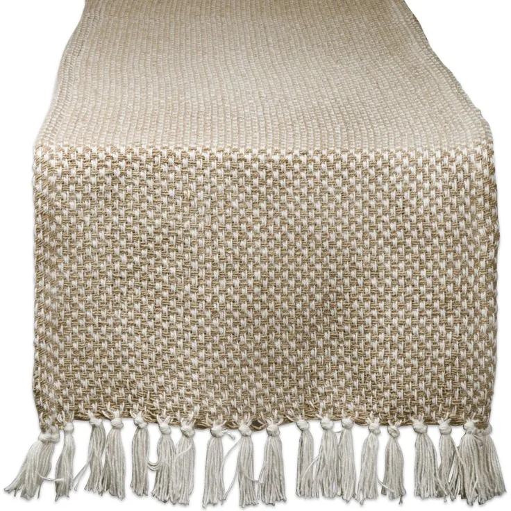 DII Woven Basics Collection Tischläufer, 100 % Baumwolle, gestrickt, 15x108 cm, Stein