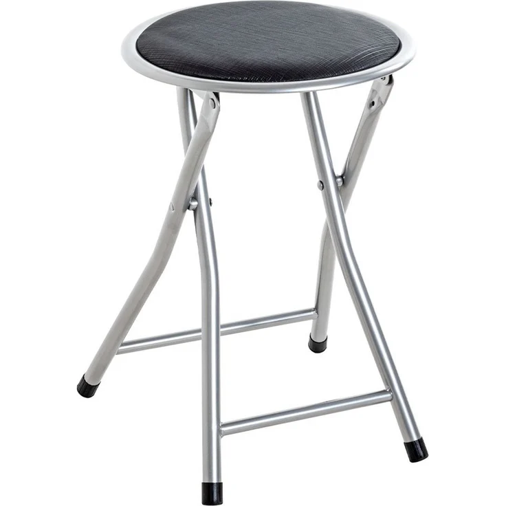 Klapphocker Olga / Ouzo, Kunstleder, Metall, Schwarz, 30 x 45 x 30 cm – Bild 1