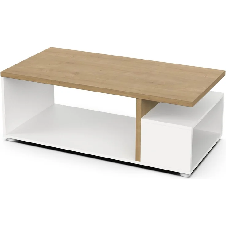 Calicosy 'ACCESS' Couchtisch 3 Nischen Eiche-Dekor und Weiß matt L91,8 cm - Helles Holz – Bild 5