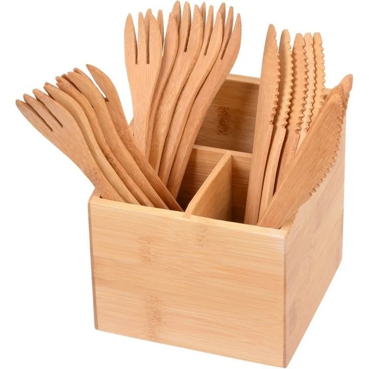 Bambus-Box mit 10-teiligem Besteck