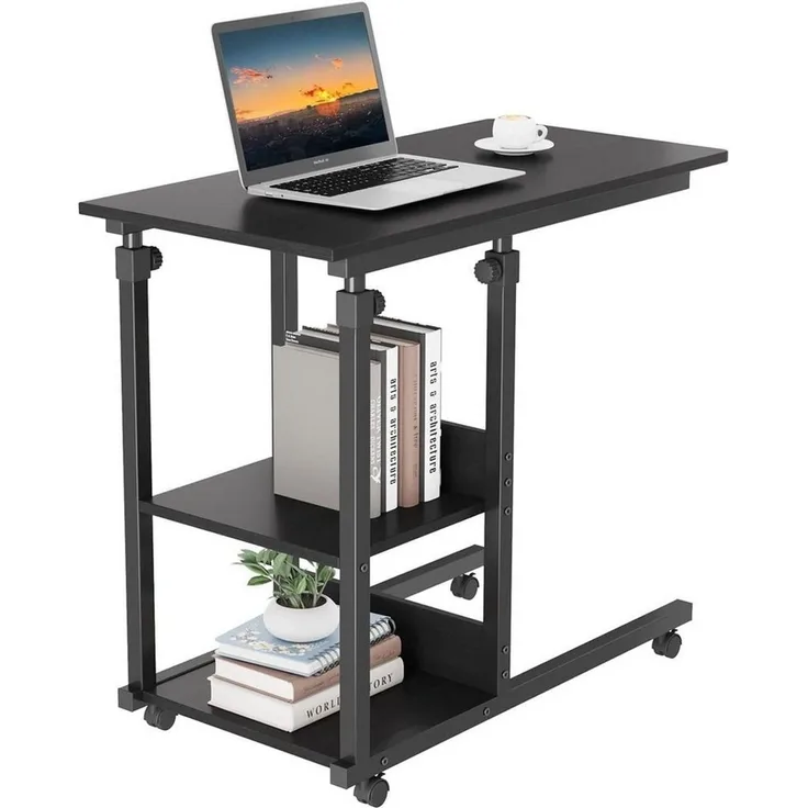 Dripex Beistelltisch Schreibtisch mit Rollen Computertisch Höhenverstellbar Laptoptisch