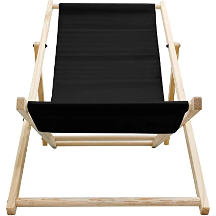 ECD Germany Klappbarer Liegestuhl aus Holz, Schwarz, für bis zu 120 kg, mit drei Liegehöhen – Bild 5