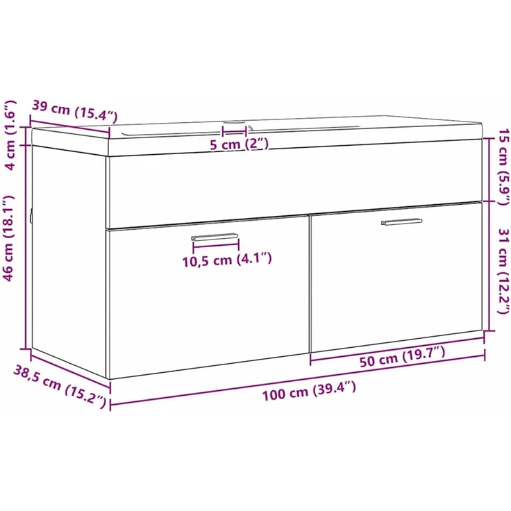 vidaXL Badezimmerschrank Artisan-Eiche 100 x 38,5 x 46 cm 3415905 – Bild 12