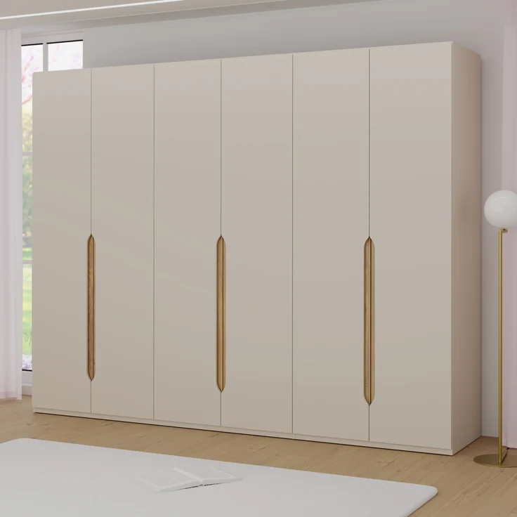 Drehtürenschrank >EDWAL< in sandfarbig / Mauvelle Eiche Dekor - 266,1x210,5x54,2cm (BxHxT) – Bild 2