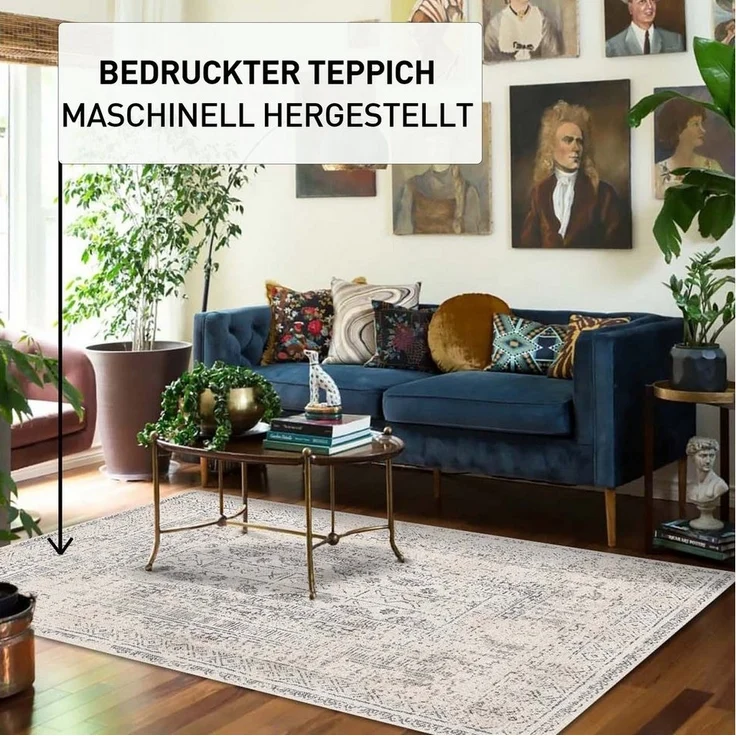 Bamyum Teppich DUNCAN Teppich mit Chenille-Druck, Waschbarer, Antibakteriell Teppich, Höhe: 80 mm, Einzelstück – Bild 2