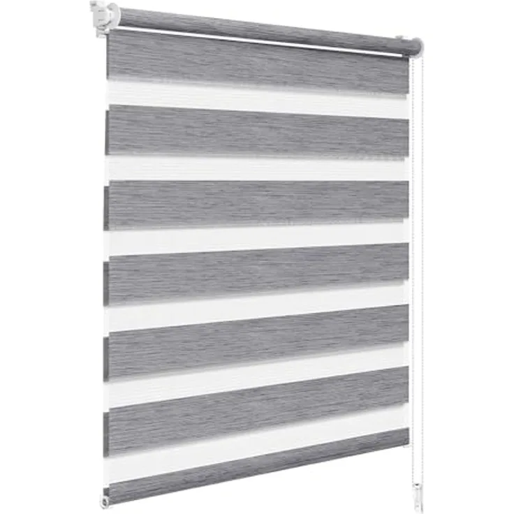 WOLTU Doppelrollo Klemmfix ohne Bohren Marmor Grau B100 x H150 cm, Duo Rollo Zebrarollo Fensterrollo Klemmrollo Seitenzugrollo Easyfix lichtdurchlässig & verdunkelnd Rollos für Fenster und Tür