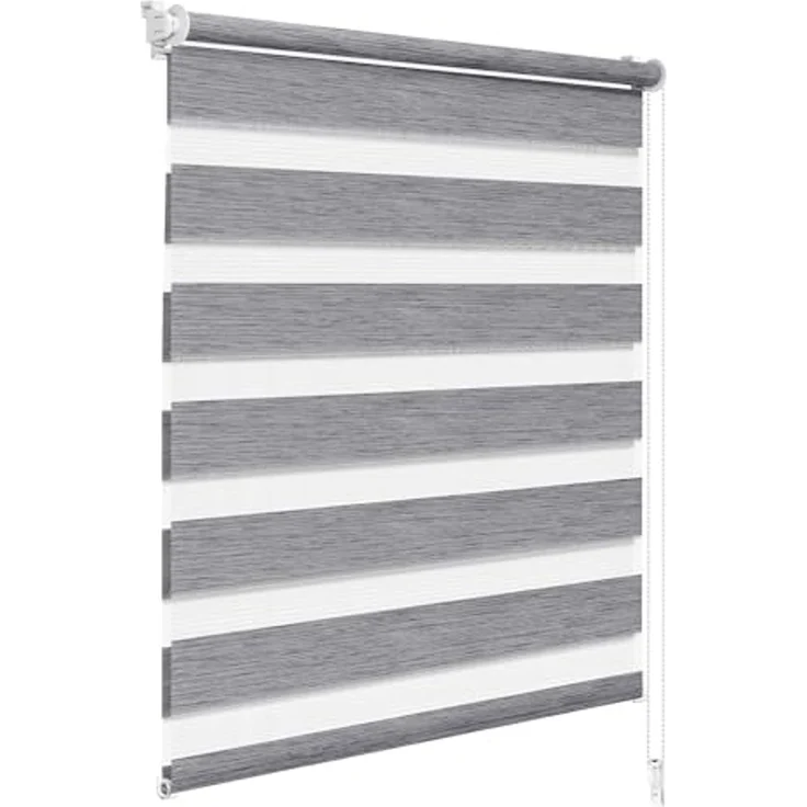 WOLTU Doppelrollo Klemmfix ohne Bohren Marmor Grau B100 x H150 cm, Duo Rollo Zebrarollo Fensterrollo Klemmrollo Seitenzugrollo Easyfix lichtdurchlässig & verdunkelnd Rollos für Fenster und Tür – Bild 1