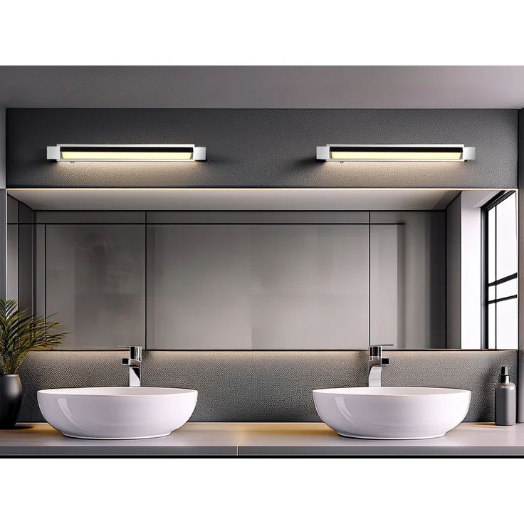 2er SET dimmbare LED Bad Spiegelleuchten schwenkbar, Chrom Breite 50cm – Bild 1