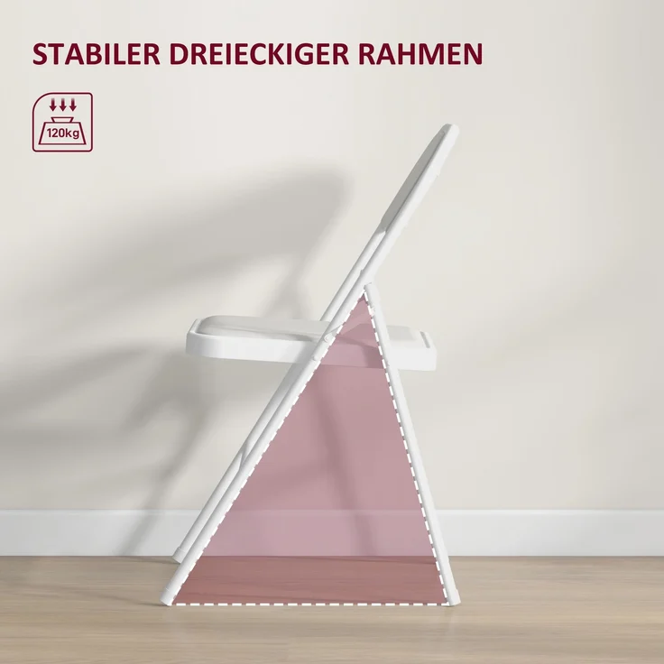 HOMCOM Klappstühle, Kunstleder, Stahl, Weiß, 45L x 46B x 78H cm – Bild 5