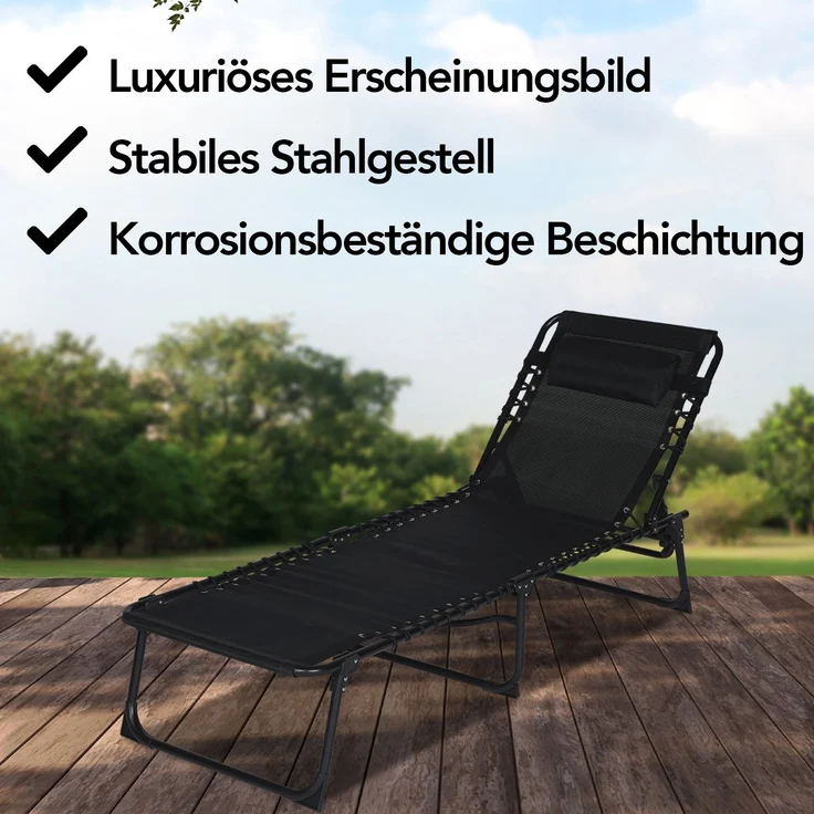 Brixy Sonnenliegen (2er Set) - Faltbar - Inklusive Kopfkissen - Sonnenliegen - Liegestühle - verstellbar - Garten - Wetterfest - Anthrazit – Bild 6