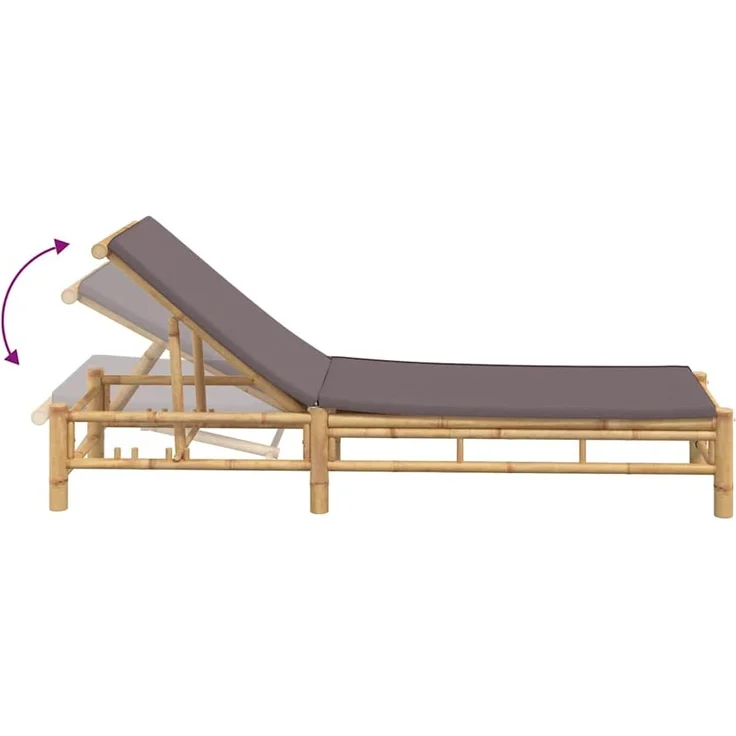 vidaXL Sonnenliege mit Auflage 55x199x30 cm Bambus 4108227 – Bild 6