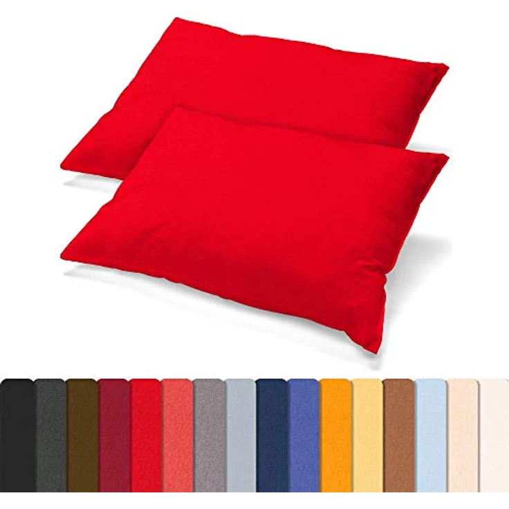 aqua-textil Classic Line Baumwoll Kissenbezug 2er-Set 50x80 rubinrot e Kissen Bezug Reißverschluss Jersey Kissenhülle – Bild 3