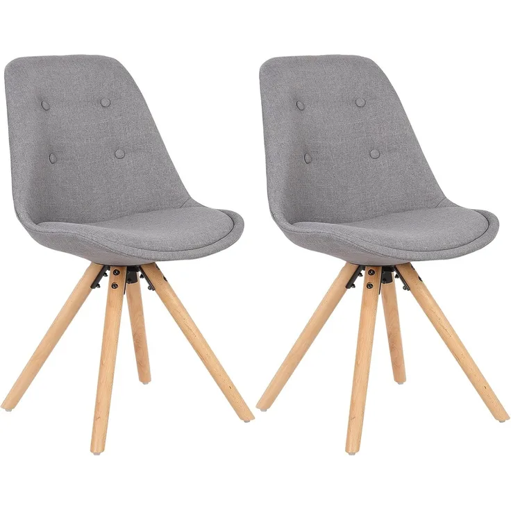 Elegante Esszimmerstühle aus Leinen, Kunststoff & Holz im Braun grau