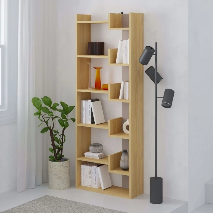Calicosy 'KLAPO' Design Regal 6 Ebenen H162,4 cm - Helles Holz – Bild 2