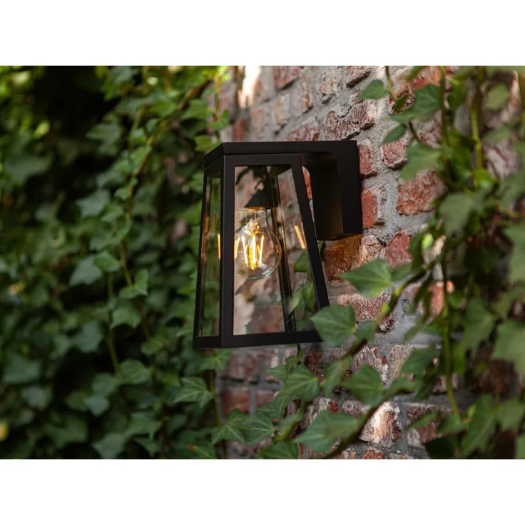 Solar LED Außenwandleuchte FIA Schwarz Aluminium, 14x14cm, Höhe 21cm