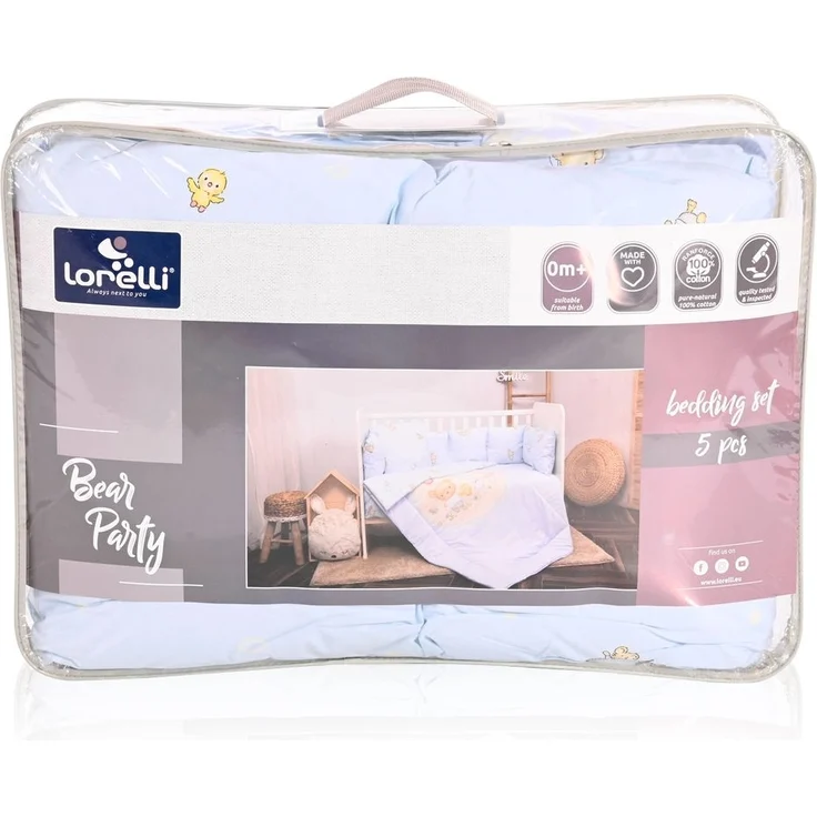 Lorelli Babybettwäsche-Set 5-tlg. Decke 140 x 95 cm Kissen 43 x 35 cm Nestchen beige Krone – Bild 2