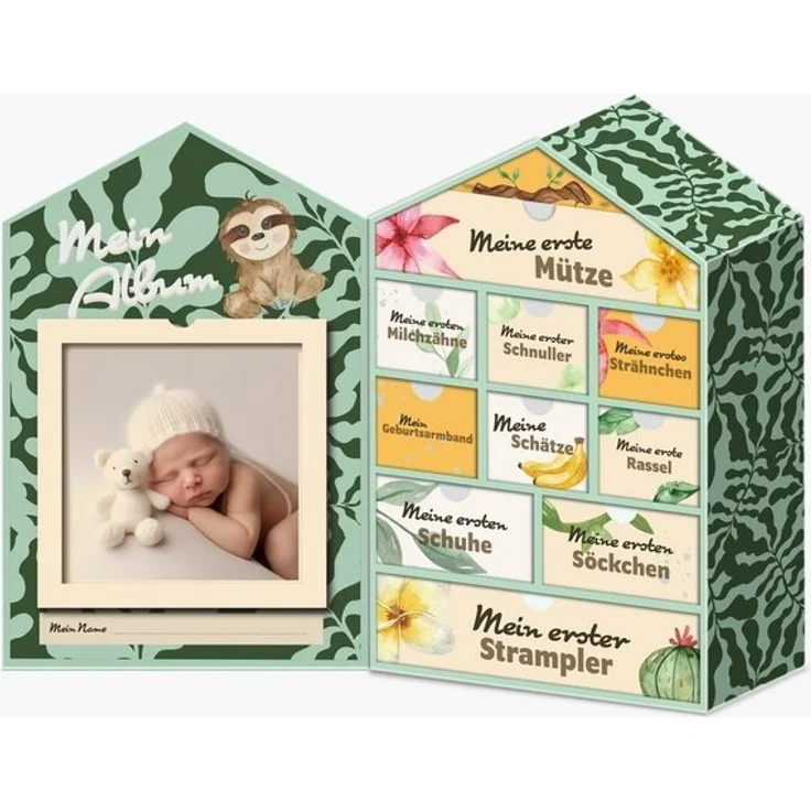 hausleben Geschenkbox Baby Erinnerungsbox Schatztruhe Erinnerungen mit 10 Fächern (1 St), Erinnerungsbox für Geburt und Taufe – Süße Baby, Babyschmuck – Bild 4