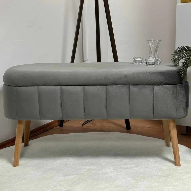 Hanah Home 'Oslo Babyface - Anthracite' Pouffe, Anthrazit, 90 x 46 x 35 cm – Bild 2