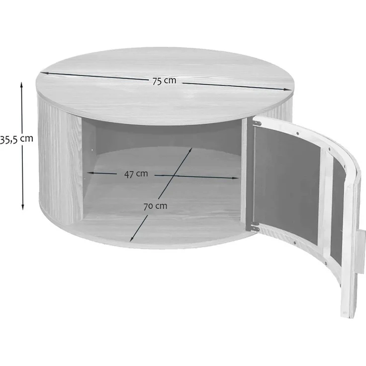 Casâme 'ERNEST' Runder Couchtisch mit Stauraum D75 cm - Helles Holz – Bild 6