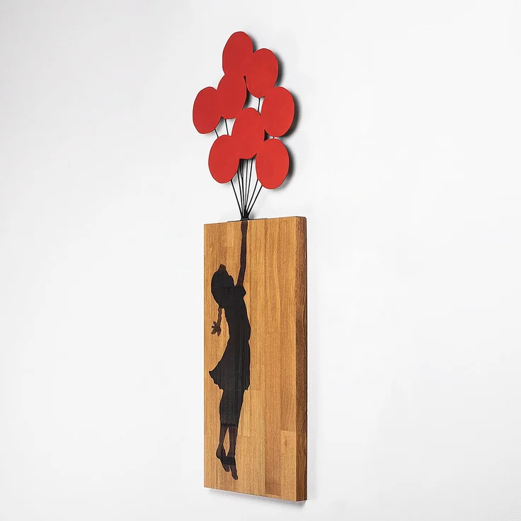 dekoratives Wandaccessoire aus Holz, 'Ma-368', 70 x 3 x 62, Nussbaum, Schwarz – Bild 7
