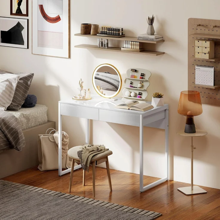 HOMCOM Schreibtisch, Stahl, MDF, Weiß, 100 x 50 x 75 cm – Bild 7