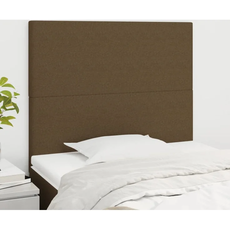 vidaXL Kopfteile 2 Stk. Dunkelbraun 100 x 5 x 78/88 cm Stoff 3116045 – Bild 1