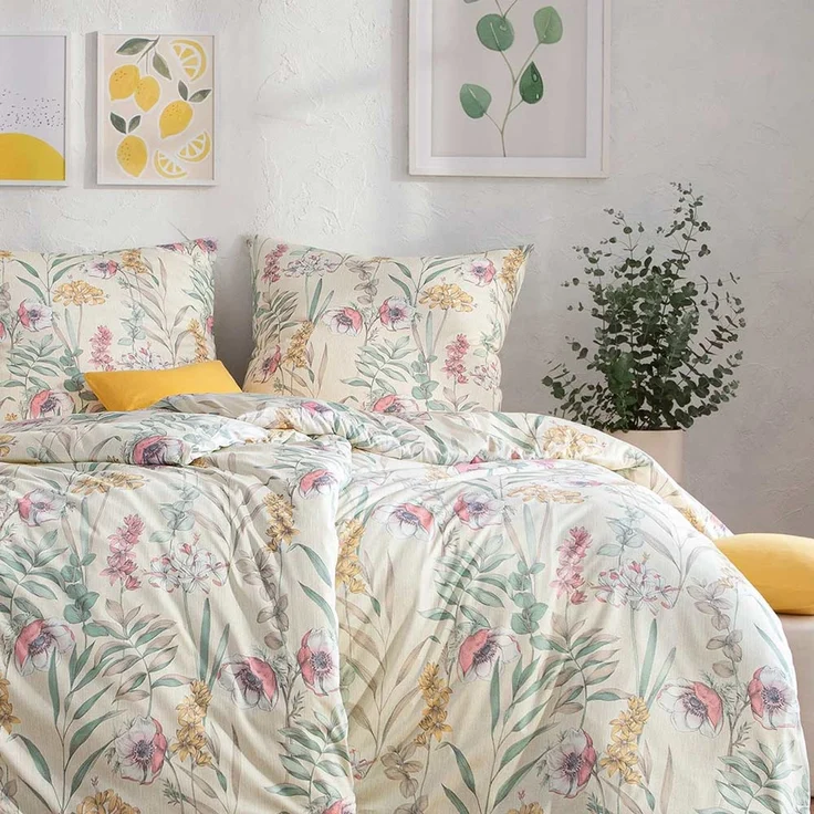 Estella Mako Jersey Bettwäsche 135x200 Lyra natur Wiesenblumen Gräser 6617-230 – Bild 5