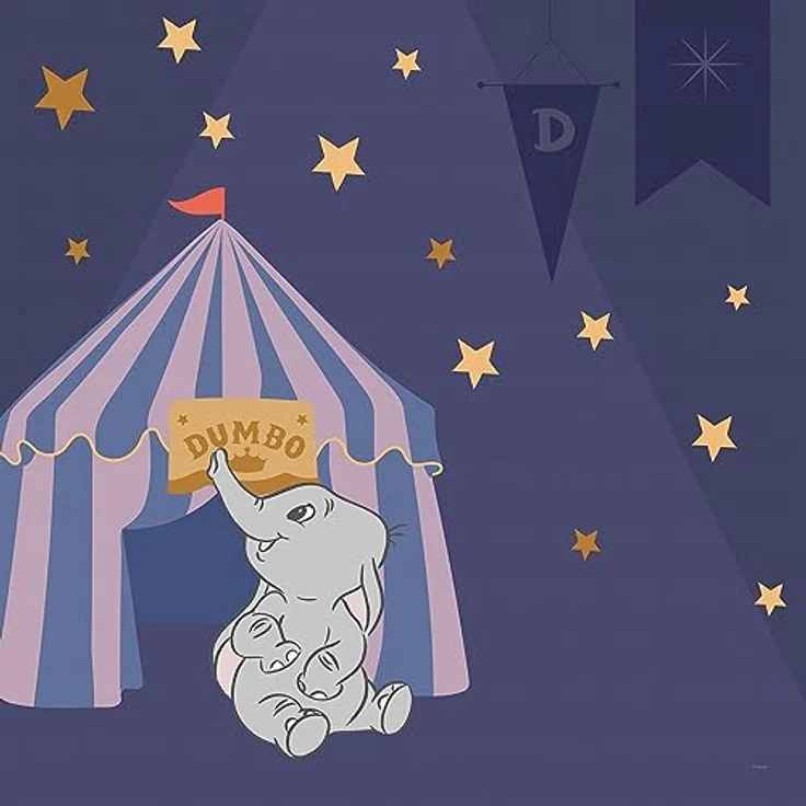Komar Keilrahmenbild - Starry Night mit Dumbo - 60 x 60 cm - Hochwertiges Kinderzimmerbild, FSC-zertifiziert, handgefertigt in Deutschland – Bild 3